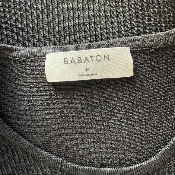 Aritzia Babaton Black Sleeveless Rib Knit Sleeveless Bodycon Mini Dress size Med - Picture 10 of 10